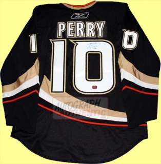 Anaheim Ducks jersey autographed by Corey Perry. The jersey is semi 