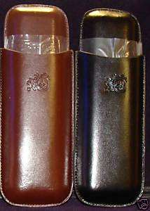 COLIBRI BROWN Leather Twin Cigar Case & CUTTER *  