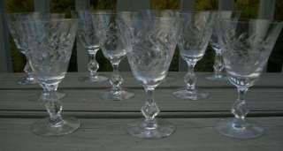 CUT GLASS LAUREL LEAF 17525 TIFFIN CRYSTAL 8 oz GOBLET  