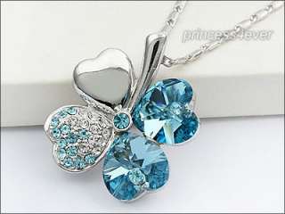 Leaf Clover Flower Heart Love Quality Necklace use Swarovski Crystal 