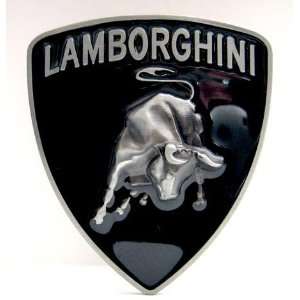 Buckle mit Lamborghini Logo, Stier, Schwarz Silber  Sport 