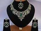   BOLLYWOOD STYLE SILVER ZERCONIC PARTYWEAR COSTUME NECKLACE SET JEWELRY