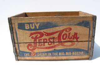 old Vintage Antique Double Dash Pepsi Cola Coke Wooden Crate Box Sign 
