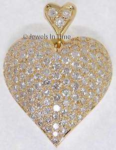 14K Yellow Gold Pave Diamond Heart Pendant  