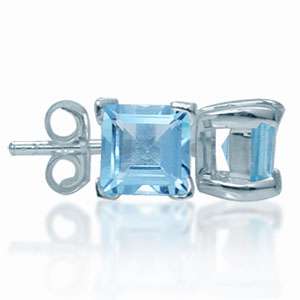   Peridot or Blue Topaz Square Shape 925 Sterling Silver Stud Earrings