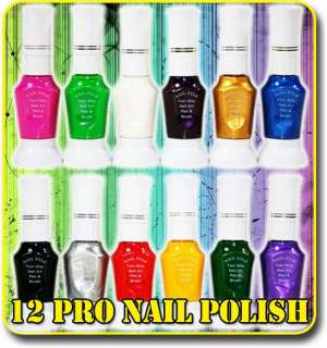 12 Colours PRO Nail Polish Brush Pens Varnish Polish  