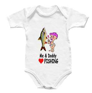 Fishing Babygro Shirt Rod Reel Baby Grow Angler Love D  