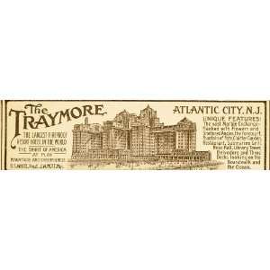 1916 Vintage Ad Traymore Hotel Boardwalk Atlantic City   Original 