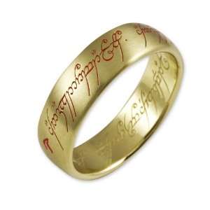 Herr der Ringe Unisex Ring Gold 333 Saurons Ring mit roter Inschrift 