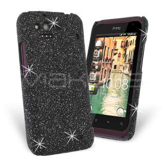 Black Fine Sparkle Glitter Back Cover Case for HTC Rhyme  