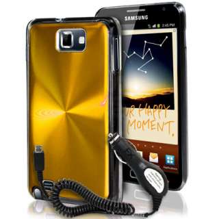 Aluminium Hard Case For Samsung Galaxy Note i9220 & Car Charger   Gold 