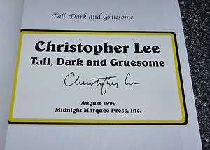 Christopher Lee Tall Dark Gruesome signed authentic autographs book 