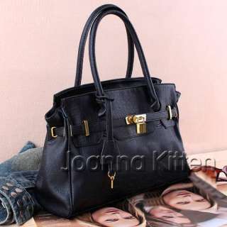 Women Handbag Bag Tote Fashion soft Faux Leather W/Lock  