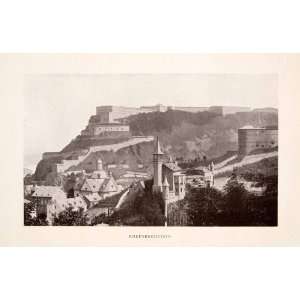  1906 Print Ehrenbreistein Fortress Koblenz View Tower 