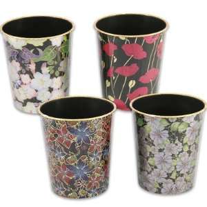  4pc Assorted 9H Plastic Waste Basket with Flower Print 
