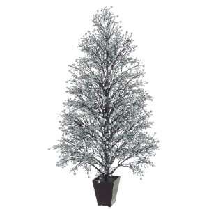   Potted Silver & Black Glittered Berry Christmas Tree