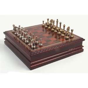   Metal Chessmen with Deluxe Wood Chess Board and Storage Toys & Games