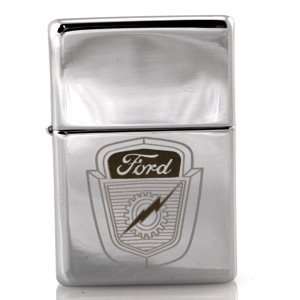  Zippo   Vintage Brushed Chrome, Color Ford Shield Sports 
