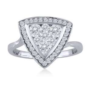  1.00 Ctw Diamond Cluster Ring In 14K White Gold Jewelry