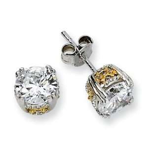  Sterling Silver Gold Plated CZ Stud Earrings Arts, Crafts 