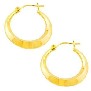  14 Karat Yellow Gold Angular Round Hoop Earrings Jewelry