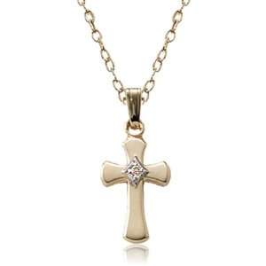  14k Gold Filled Diamond Cross Pendant Necklace, 15 Jewelry