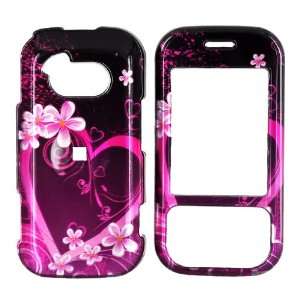  For LG Neon GT365 Hard Case Pink Heart Flowers Black 