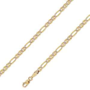 14K Solid Yellow 2 Two Tone Gold Ficonucci Chain Necklace 3.8mm (9/64 