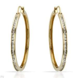   I1 I2 Color H I Diamonds 14K Gold Hoop Earrings CleverEve Jewelry