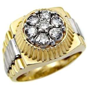  Mens .70ct Diamond Ring in 14k Yellow & White Gold (10 