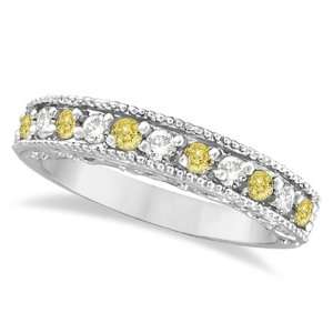 Fancy Yellow Canary and White Diamond Ring Band 14k White Gold (0.50ct 