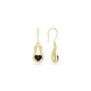  0.23 Cts Black Diamond Heart Love Knot Earrings in 14K 