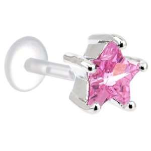  16 Gauge 5/16 Pink Cz Star Bioplast Tragus Labret Monroe Jewelry