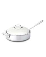 All Clad Stainless Steel Covered Saute Pan, 4 Qt. with Domed Lid