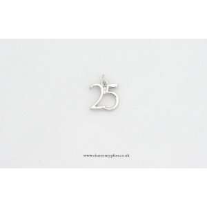  Number 25 Charm   Silver Plated   25th Birthday 