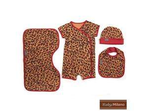    Baby Milano Leopard Print Baby Clothes 4 piece Gift Set