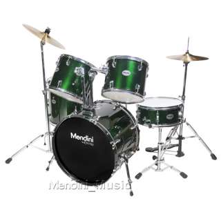 NEW 5 PIECE GREEN FULL SIZE DRUM SET + CYMBALS & THRONE  