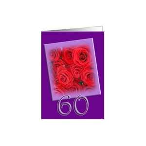  60th Birthday Celebration Invitation   red roses Card 