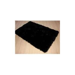  Long Wool Rectangle Sheepskin Rug 6x9   Black   by G.L 