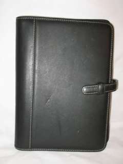   BLACK LEATHER DAY PLANNER / ORGANIZER WITH ADDRESS BOOK (EUC)  