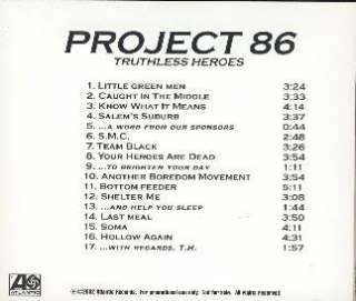 PROJECT 86   Truthless Heroes   RARE 17 Track Advance 075678356827 