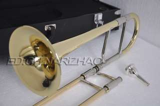 Quality Gold lacquer alto student Trombone horn Eb tone with case 