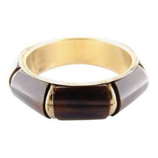 Natural Horn and Brushed Brass Bangle Bracelet   Brown product details 