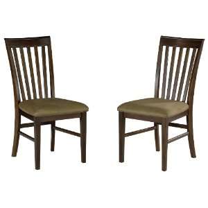 Antique Walnut Mission Dining Chairs (2) with Cappuccino Seat Cushions 