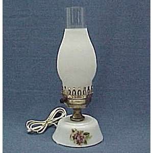  Vintage violets milk glass electric vanity lamp 1950s 