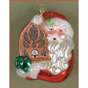   Margaret Cobane Glass Ornament   Antique Radio Santa