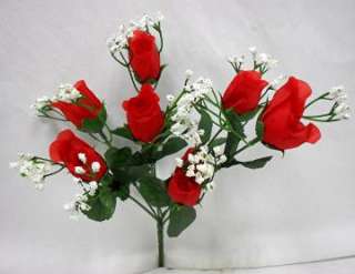 84 APPLE RED Silk Roses Buds Wedding Rose Bouquet Centerpiece Flowers 