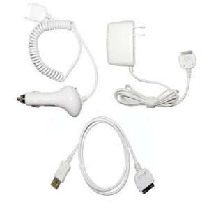 USB Travel Kit with Car Charger, Travel Adapter & Cable for Apple iPod 