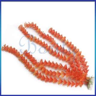 10pcs Orange Plastic Aquarium Fish Tank Plants Coral Grass Ornament 