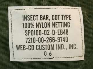USGI Military Mosquito Bar Insect Cot Netting NEW  